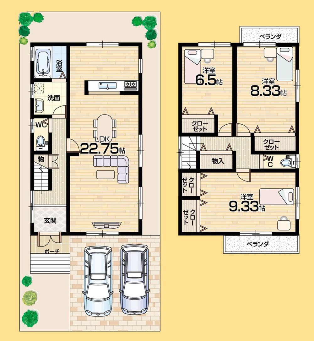 Floor plan. (No. 5 locations), Price 19,800,000 yen, 3LDK, Land area 135.01 sq m , Building area 107.74 sq m