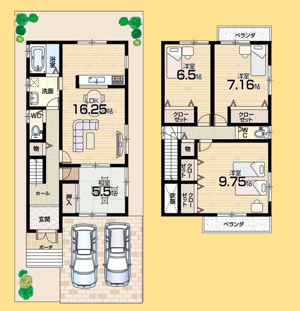 Floor plan. (No. 6 locations), Price 19,800,000 yen, 4LDK, Land area 135.01 sq m , Building area 107.74 sq m