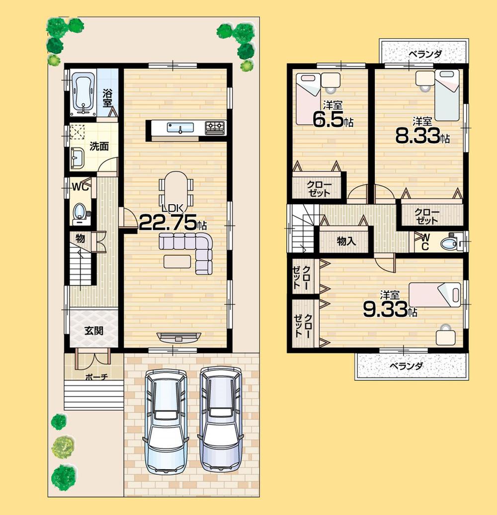 Floor plan. (No. 7 locations), Price 19,800,000 yen, 3LDK, Land area 135.01 sq m , Building area 107.74 sq m