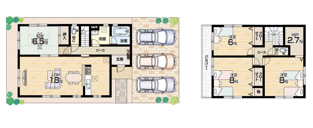 Floor plan. 17,900,000 yen, 4LDK + S (storeroom), Land area 185.2 sq m , Building area 107.73 sq m