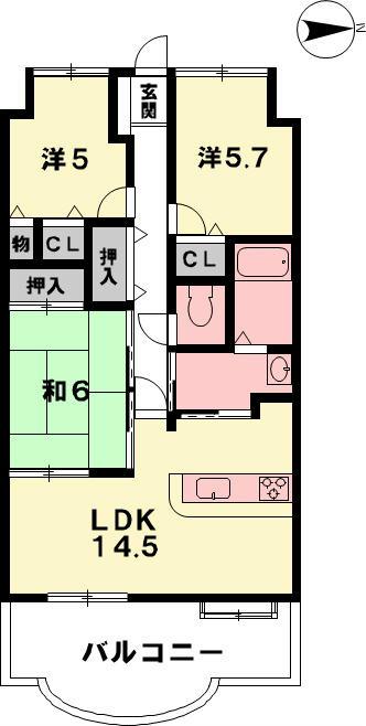 Floor plan. 3LDK, Price 11.5 million yen, Occupied area 71.82 sq m