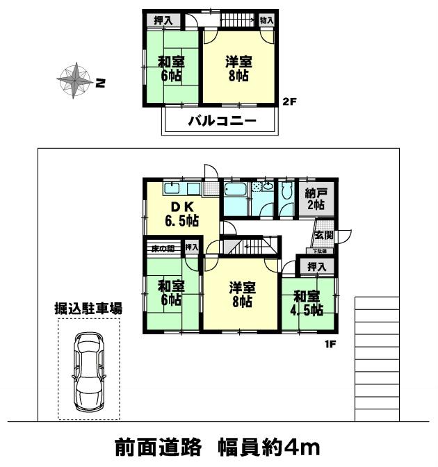 Floor plan. 9.5 million yen, 5DK, Land area 228 sq m , Building area 102.51 sq m