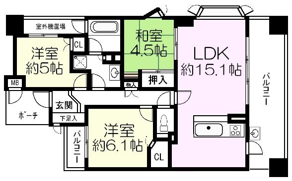 Floor plan. 3LDK, Price 25,800,000 yen, Footprint 70.8 sq m , Balcony area 17.7 sq m