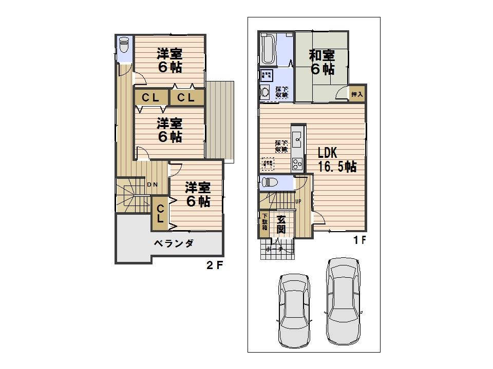 Floor plan. 24,800,000 yen, 4LDK, Land area 111.41 sq m , Building area 98.41 sq m