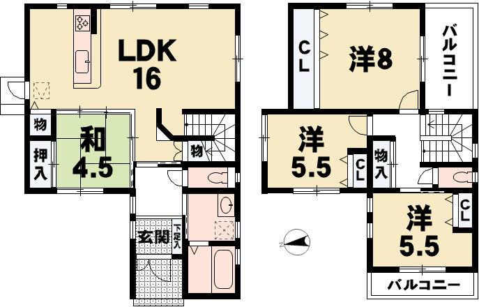 Floor plan. 29,800,000 yen, 4LDK, Land area 125.88 sq m , Building area 103.5 sq m