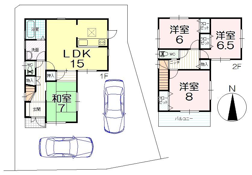 Floor plan. 23,300,000 yen, 4LDK, Land area 142.54 sq m , Building area 98.01 sq m