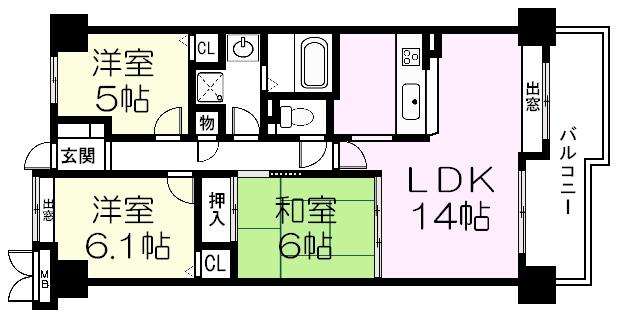 Floor plan. 3LDK, Price 12.4 million yen, Footprint 67.8 sq m , Balcony area 11.15 sq m