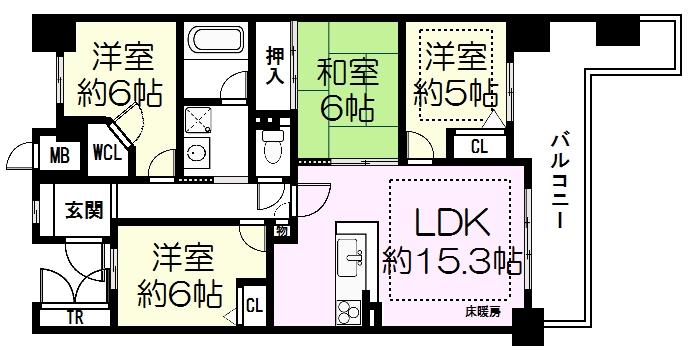 Floor plan. 4LDK, Price 27,800,000 yen, Occupied area 84.68 sq m , Balcony area 15.28 sq m