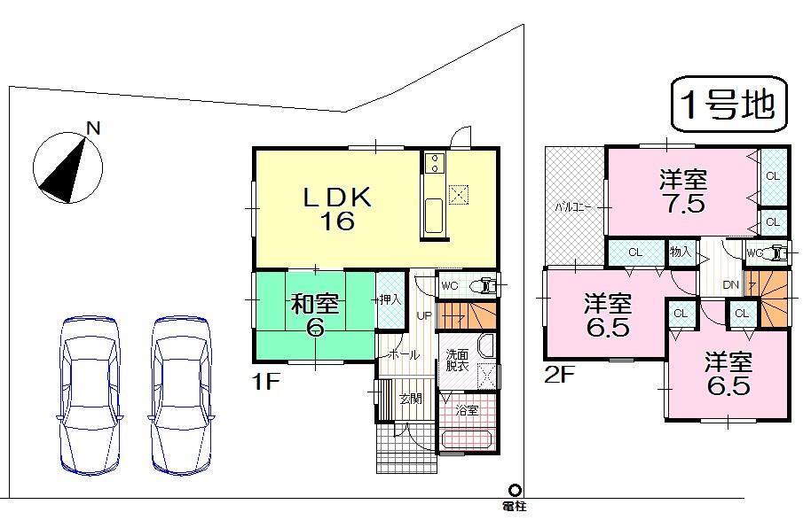 Floor plan. (No. 1 point), Price 13.8 million yen, 4LDK, Land area 157.56 sq m , Building area 98.82 sq m