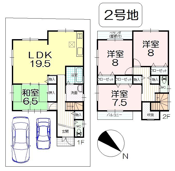 Floor plan. (No. 2 locations), Price 25 million yen, 4LDK, Land area 125.55 sq m , Building area 116.64 sq m