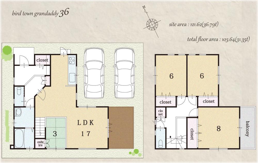 Floor plan. 27,171,000 yen, 3LDK, Land area 121.62 sq m , Building area 121.62 sq m 36 issue areas Floor Plan