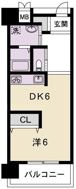 Floor plan. 1DK, Price 7.8 million yen, Footprint 36 sq m , Balcony area 6.57 sq m