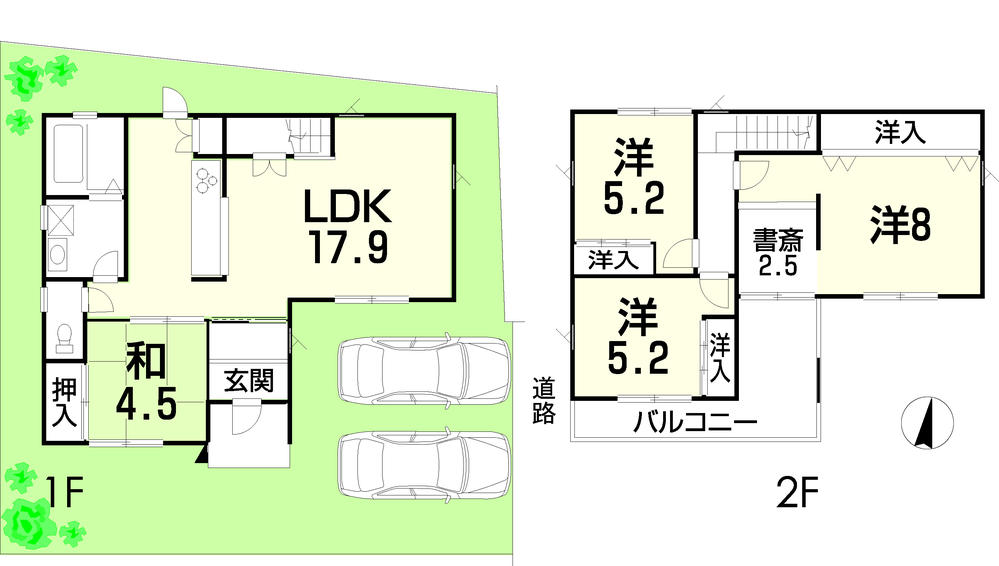 Building plan example (Perth ・ Introspection). Building plan example (No. 21 locations) Building Price      13.7 million yen, Building area 98.53 sq m