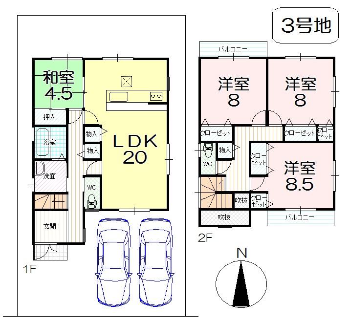 Floor plan. (No. 3 locations), Price 21.1 million yen, 4LDK, Land area 149.54 sq m , Building area 120.69 sq m