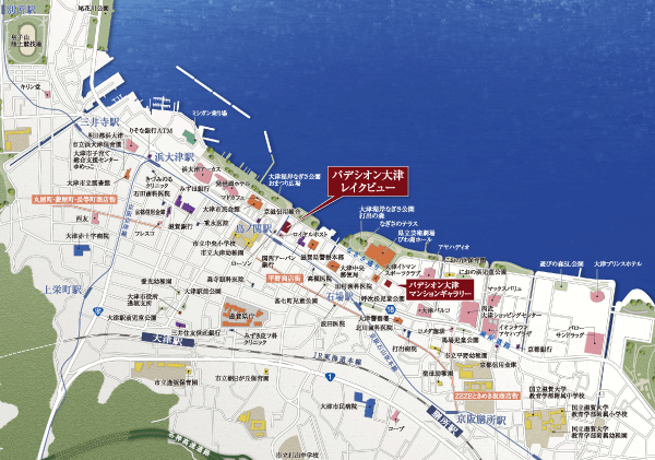 Surrounding environment. While a location, such as a resort, A variety of shopping facilities, education ・ Public is the attractive facilities, such as are substantial (local ・ Mansion gallery guide map)