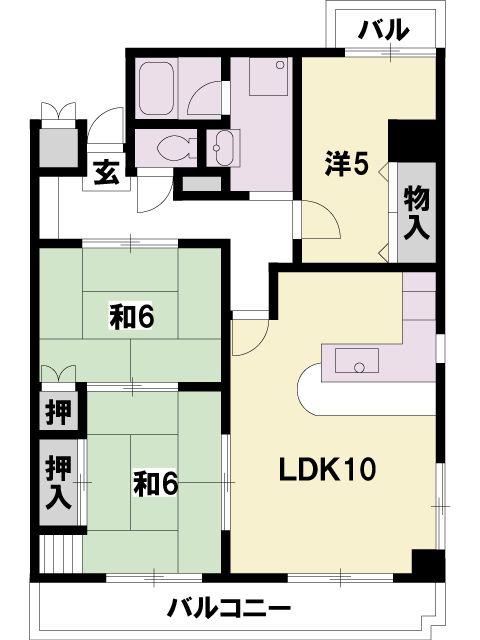 Floor plan. 3LDK, Price 14.8 million yen, Footprint 72.8 sq m , Balcony area 10.07 sq m