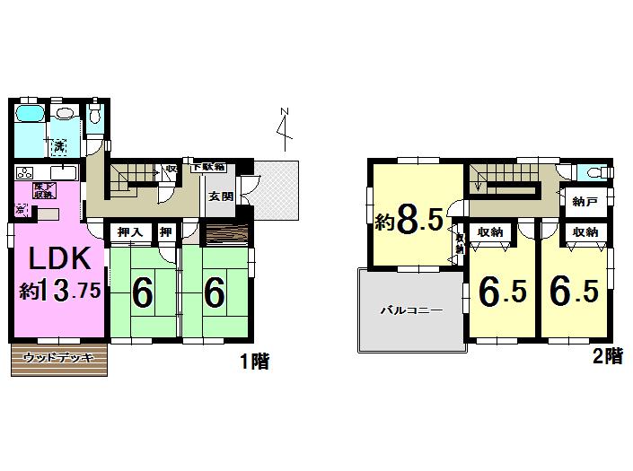 Floor plan. 27,700,000 yen, 5LDK + S (storeroom), Land area 253.76 sq m , Building area 125.23 sq m