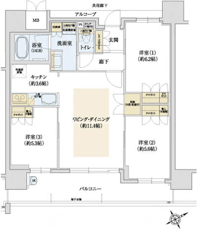 Floor: 3LDK, occupied area: 70.49 sq m, Price: 27,752,600 yen