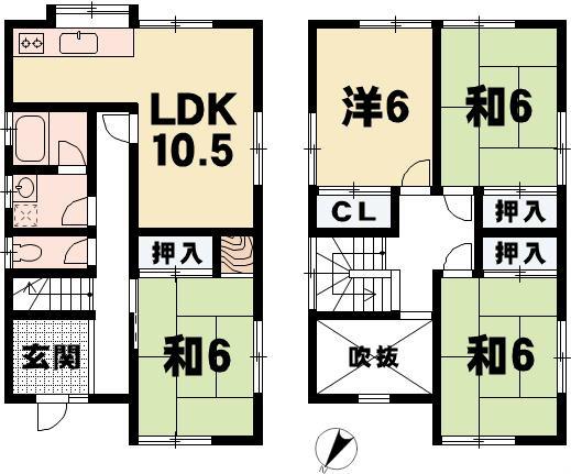 Floor plan. 8 million yen, 4LDK, Land area 126.2 sq m , Building area 107 sq m