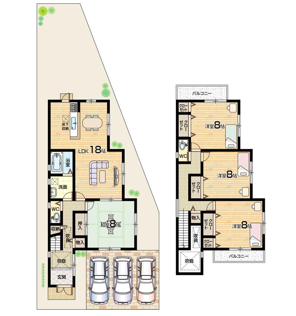 Floor plan. 16.6 million yen, 4LDK, Land area 198.64 sq m , Building area 119.88 sq m