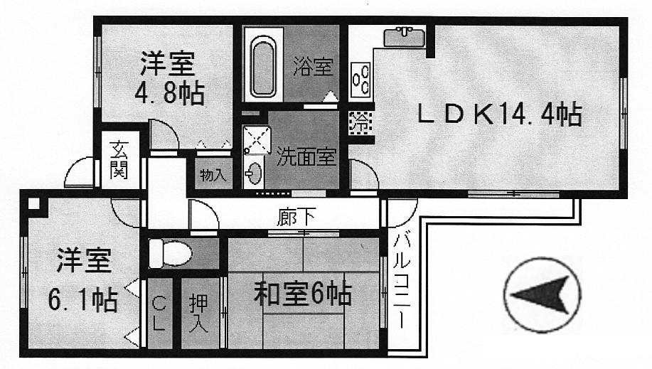 Floor plan. 3LDK, Price 10.8 million yen, Occupied area 71.01 sq m , Balcony area 4.81 sq m