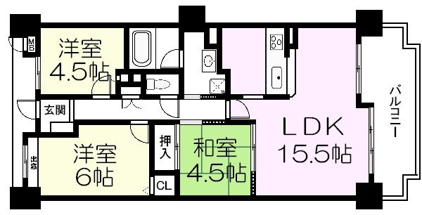 Floor plan. 3LDK, Price 21,800,000 yen, Occupied area 67.33 sq m , Balcony area 13 sq m