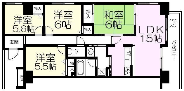 Floor plan. 4LDK, Price 12.8 million yen, Occupied area 85.88 sq m , Balcony area 8.4 sq m