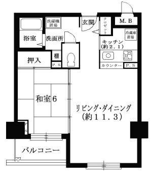 Floor plan. 1LDK, Price 6.5 million yen, Occupied area 45.72 sq m , Balcony area 3.78 sq m