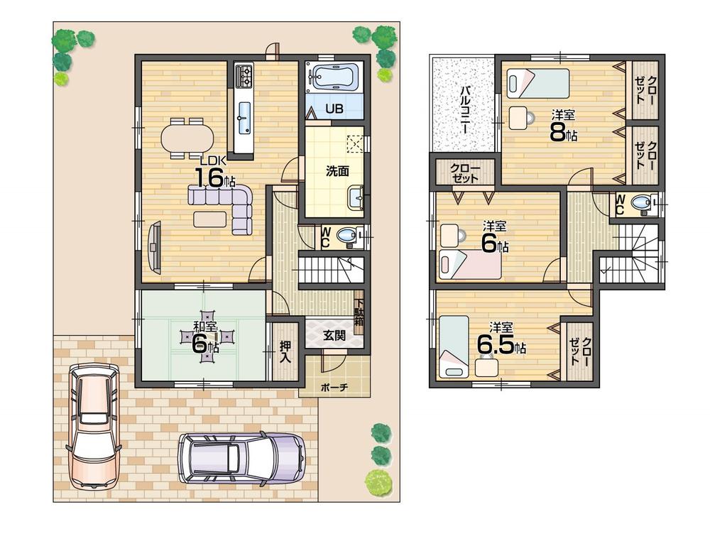 Floor plan. 20.8 million yen, 4LDK, Land area 142.87 sq m , Building area 104.33 sq m spacious LDK18 quires more All room two-sided lighting