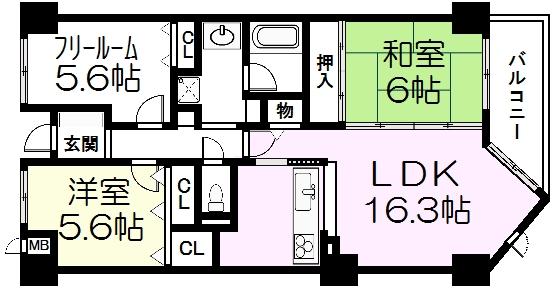 Floor plan. 3LDK, Price 15.6 million yen, Footprint 75 sq m , Balcony area 6.78 sq m