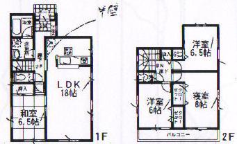 Floor plan. (1 Building), Price 16,900,000 yen, 4LDK, Land area 185.21 sq m , Building area 100.44 sq m