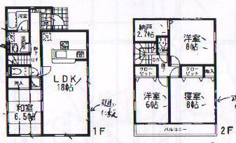 Floor plan. (Building 2), Price 17,900,000 yen, 4LDK+S, Land area 185.2 sq m , Building area 107.73 sq m