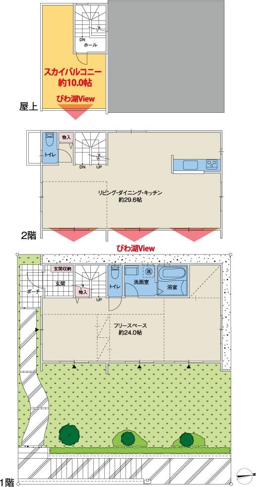 Floor plan. (Lake Biwa Rose Town Lib-Casa18 No. land), Price 24,900,000 yen, 1LDK, Land area 155.31 sq m , Building area 113.99 sq m