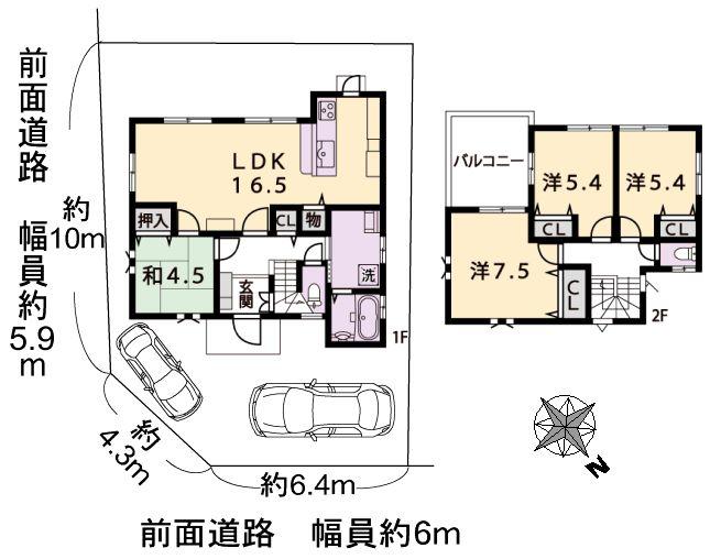 Floor plan. 26,800,000 yen, 4LDK, Land area 126.69 sq m , Building area 97.29 sq m