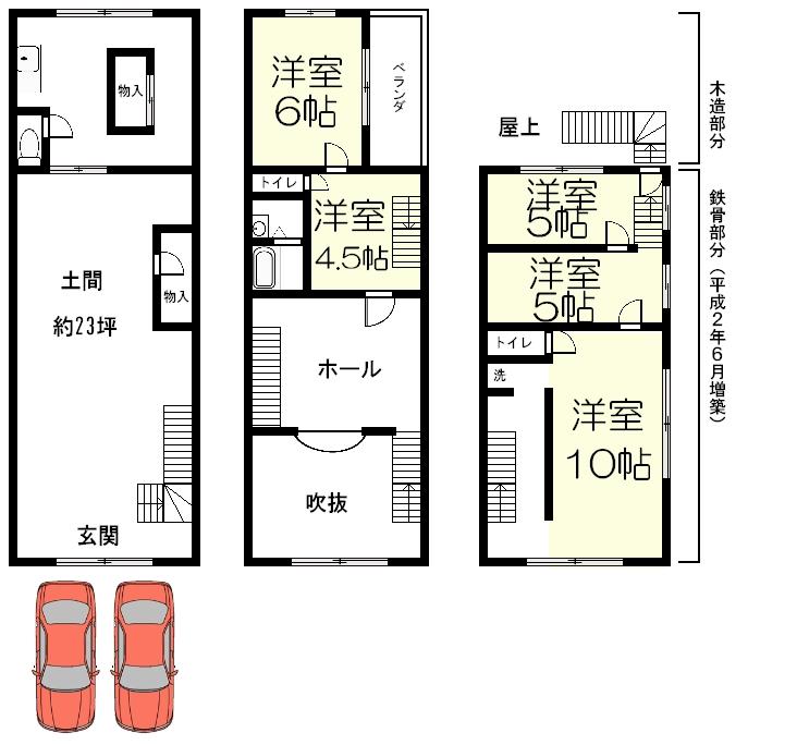 Floor plan. 26 million yen, 6K, Land area 135.45 sq m , Building area 236.56 sq m