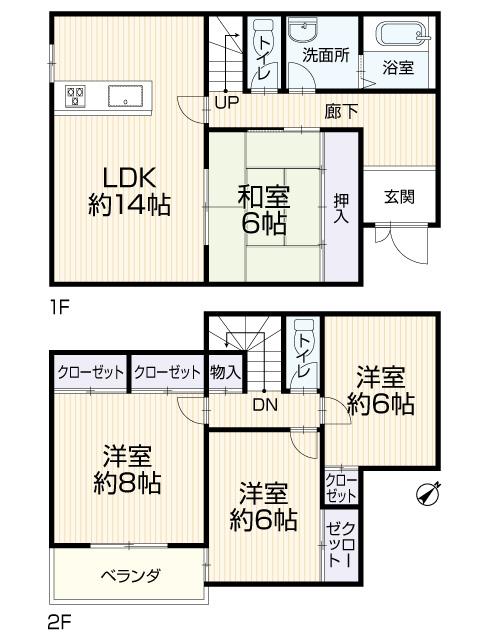 Floor plan. 16.8 million yen, 4LDK, Land area 244.26 sq m , Building area 101.86 sq m