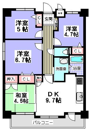 Floor plan. 4DK, Price 8.9 million yen, Occupied area 69.05 sq m , Balcony area 9.39 sq m