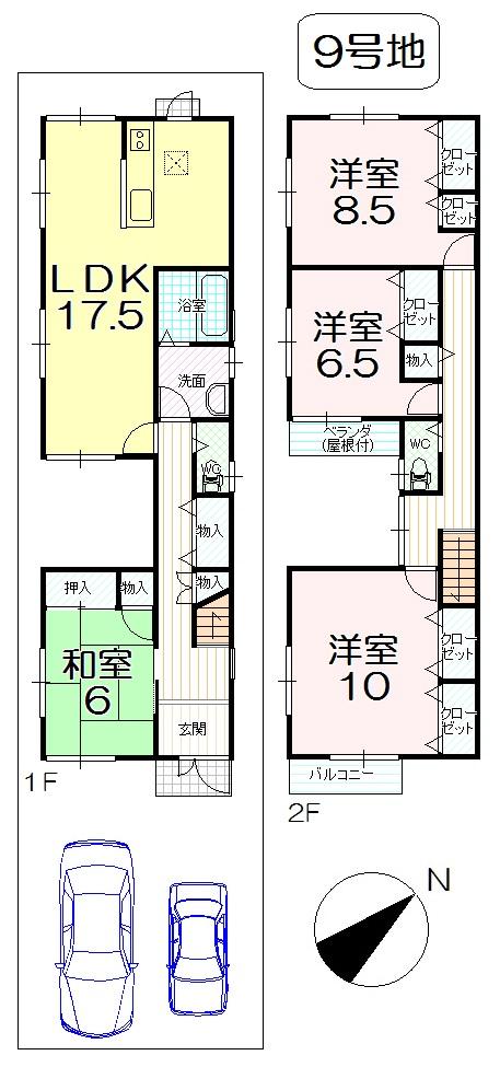 Floor plan. 24,300,000 yen, 4LDK, Land area 142.87 sq m , Building area 120.69 sq m 9 No. land