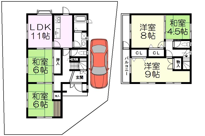 Floor plan. 17.5 million yen, 5LDK, Land area 152.62 sq m , Building area 108.62 sq m