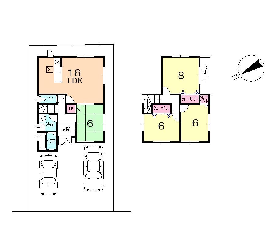 Compartment view + building plan example. Building plan example, Land price 9.7 million yen, Land area 126.17 sq m , Building price 12 million yen, Building area 95.22 sq m