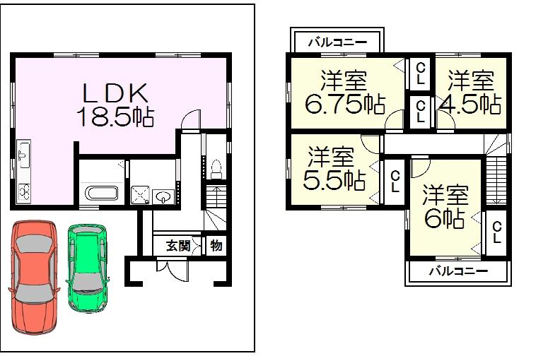 Floor plan. 22,800,000 yen, 4LDK, Land area 112.39 sq m , Building area 94.77 sq m