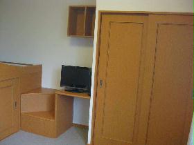 Living and room. Other room like with a bed on the left side