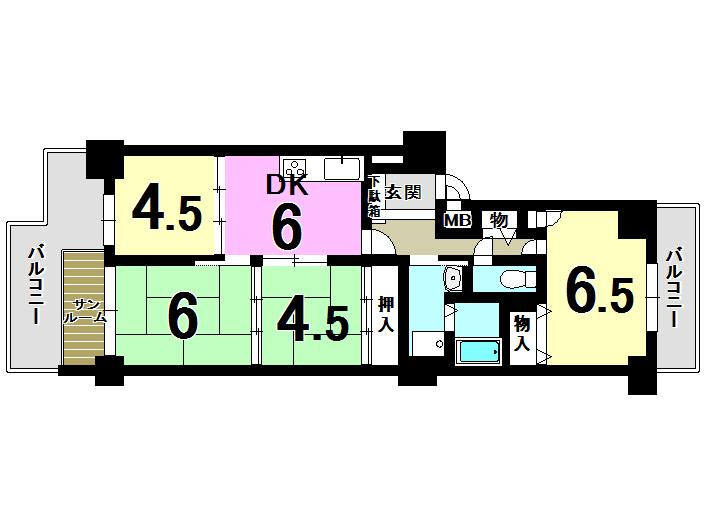 Floor plan. 4DK, Price 9.9 million yen, Occupied area 68.32 sq m , Balcony area 14.86 sq m