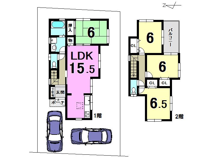 Floor plan. 21,800,000 yen, 4LDK, Land area 120.57 sq m , Building area 93.96 sq m