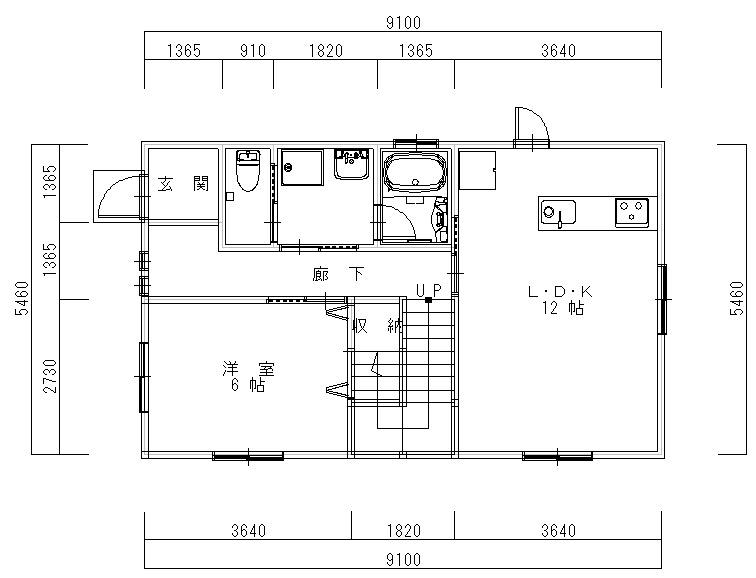 Building plan example (floor plan). 1st floor