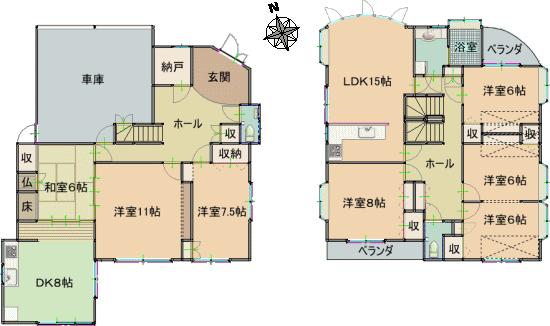Floor plan. 19,800,000 yen, 7LDK + S (storeroom), Land area 432.56 sq m , Building area 221.86 sq m