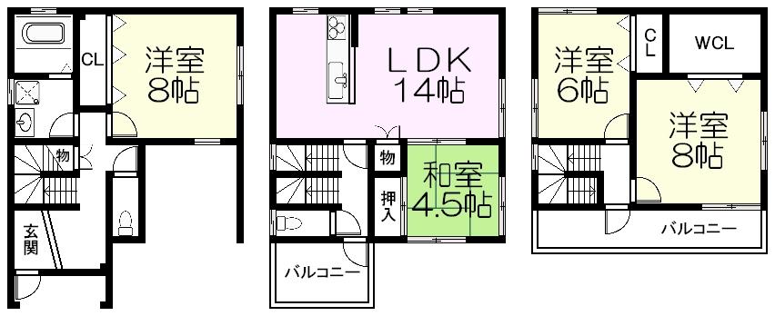 Floor plan. 35,500,000 yen, 4LDK, Land area 98.03 sq m , Building area 118.41 sq m