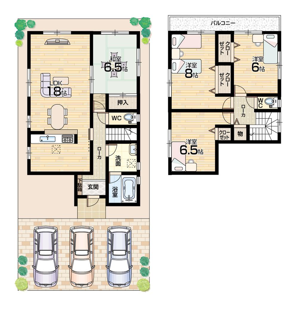 Floor plan. 16,900,000 yen, 4LDK, Land area 185.21 sq m , Building area 100.44 sq m