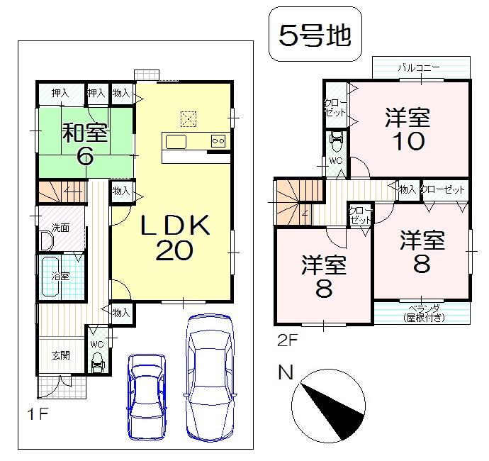 Floor plan. (No. 5 locations), Price 25 million yen, 4LDK, Land area 125.36 sq m , Building area 121.5 sq m