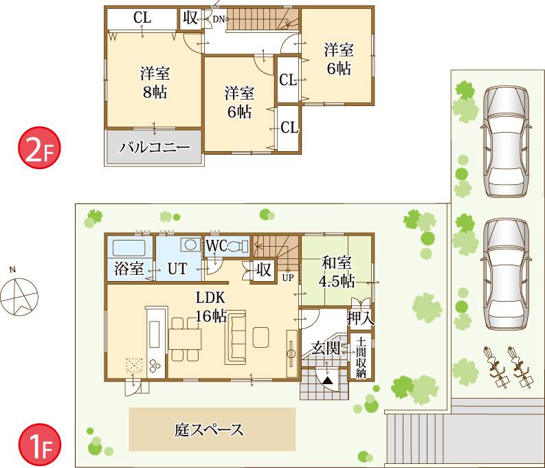 Building plan example (floor plan). Building plan example (No. 9 land reference plan) 4LDK, Land price 14,707,000 yen, Land area 191.18 sq m , Building price 13,750,000 yen, Building area 100.19 sq m